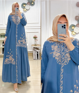 EM Gamis Bordir Crinkle airflow - Gamis Bordir - Gamis Cringkel - Gamis Dewasa