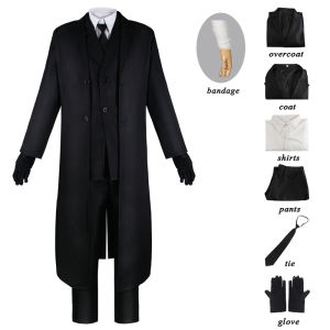เสื้อสุนัขจรจัด Dazai Osamu ชุดคอสเพลย์ผู้หญิงสุนัข Dazai เสื้อเสื้อโค้ทสีดำชุดเต็มตัวกางเกงลายการ์ตูนแนวฮาโลวีนเครื่องแต่งกายแฟนซี