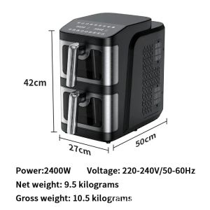 Double-Layer Smart Digital Air Fryer Modern Square Design Multifunctional Home Air Fryer and French Fry Maker