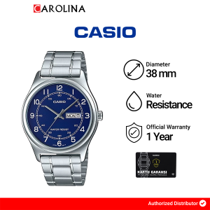 Jam Tangan Pria Casio Enticer MTP-V006D-2B Blue Dial Silver Stainless Steel Band
