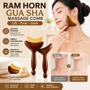 Horn Meridian Massage Comb Neck Relaxation Scraper Facial Gua Sha Sculpting Tool Face Body Massage Accessory