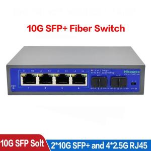 Fiber Switch 10G SFP+ 2.5Gbps Ethernet 4 Port 2500Mbps Network Switcher 2 Port 10G SFP+ Slot Hub Internet Splitter Plug and Play