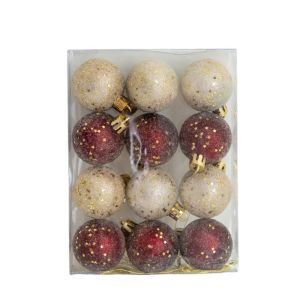 SWEET 6/12pcs 4/6/8cm Christmas Ball Set Creative Delicate Christmas Tree Pendant Festive Atmosphere Decoration Waterproof Hanging Ornament Background Layout