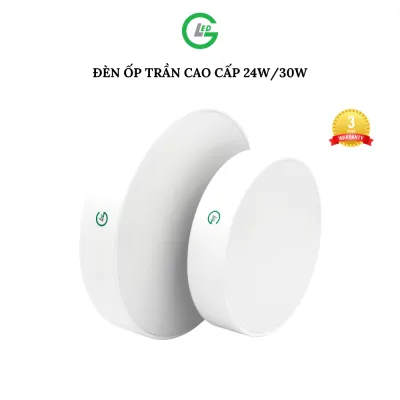Đèn LED Ốp Trần Cao Cấp GLED 24W (D173mm) 30W (D223mm) Ánh sáng Trắng Thiết kế Hiện đại ánh sáng full tràn viền Bảo hành 36 Tháng