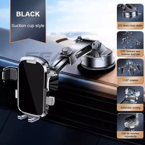 SEAMETAL Car Phone Holder for Dashboard Suction Cup 360° Rotation Adjustable Telescopic Cell Phone Mount Bracket