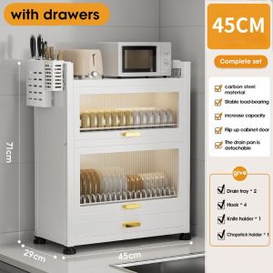 Kitchen Dish Rack Storage Cabinet Metal Bowl Cabinet Countertop With Drawers Cutlery Rack