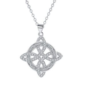 YILUOCD Magic Witch Knot Zirconia Pendant Necklace Witchcraft  Good Luck Amulet Wicca Protection Jewelry For Women
