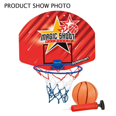 Toysworld Red Board Netted Basketball Ring with Free Ball and Inflator Sports Set for Early Development Kids Toy