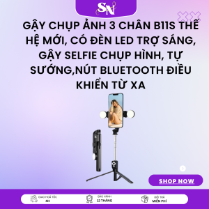 Gậy chụp ảnh 3 chân có đèn B11s Gậy Chụp Ảnh B11s 1 Đèn Gậy chụp ảnh - Giá Tốt Miễn Phí Vận Chuyển Đủ Loại Gậy chụp ảnh 3 chân B11S thế hệ mới có đèn led trợ sáng Gậy selfie chụp hình tự sướngnút bluetooth điều khiển từ xa Suno Top