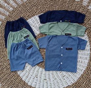 6 PCS 3 set baju newborn Denim