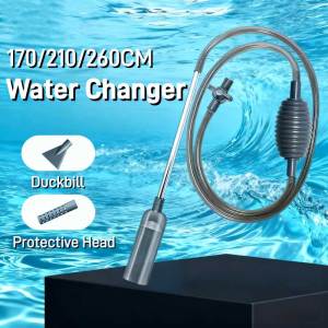 170/210/260cm Lengthen Aquarium Water Changer Vacuum Siphon Fish Tank Grit Cleaner Penukar Air