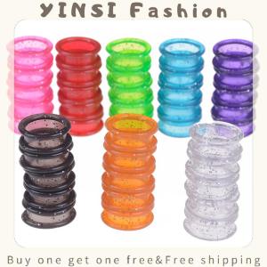 YINSI 5Pcs/Set Silica Gel Hair Scissors Ring Cutting Barber Circle Shears Hairdressing