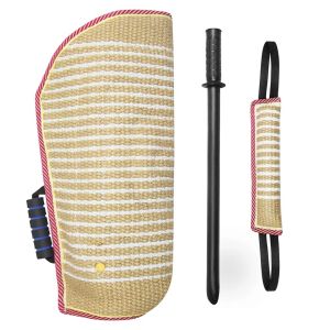 Dog Training Bite Sleeve Set Tear Resistant Linen Bite Sleeve with Bite Stick & Tug Toy Professional Dog Training Equipment For