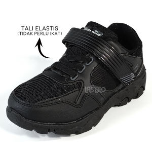 Homyped Sepatu Sekolah Sneakers Hitam Polos Cowok Cewek Size 31-38