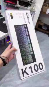 Freewolf K100 3-Mode Wireless Keyboard 4000mAh Battery RGB Backlit PBT Side-Printed KeycapsQuiet Office/Gaming Keyboard