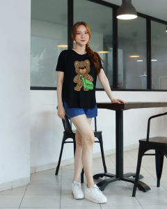 RS - Kaos Wanita Vneck Bag Bear Spandex DTF