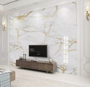 fashion 45cm*5m Waterproof Marble Wall Stickers Cupboard Table Kitchen Self Adhesive Oil proof Wallpaper