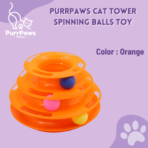 PurrPaws Cat Tower Spinning Balls Toy 3 Layers Tower Toys Mainan Kucing 逗猫玩具
