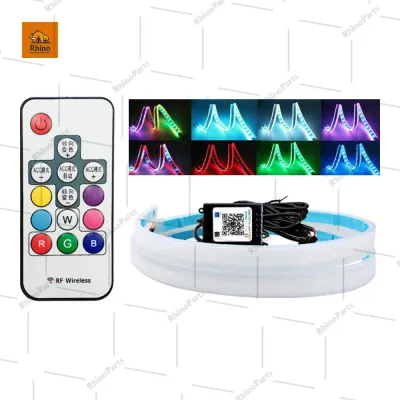 ชุด 2ชิ้น LED 12V ไฟเดย์ไลท์ แบบแอพพลิเคชั่น และ แบบรีโมท ไฟเลี้ยววิ่ง Daylight (DRL) สีRGB รถยนต์ รถรุ่นทั่วไป (Candy)