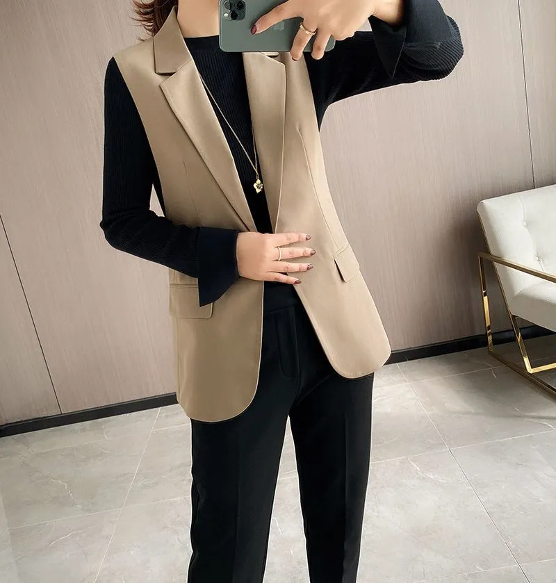 vest for women sleeveless sleeveless blazer Korean version black