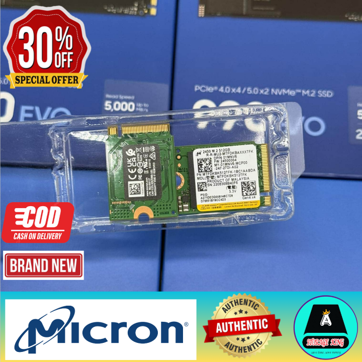 512GB MICRON 2450 M.2 2230 NVMe PCIe GEN4x4 Solid State Drive for