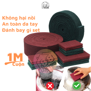 Cuộn Giẻ Cọ Xoong Nồi Dài 1M Đánh Bay Gỉ Set Miếng Chà Nhám Bọt Biển Rửa Chén Bát Làm Sạch Vết Ố Vết Đen Do Cháy