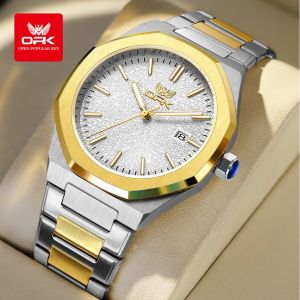 OPK Simple Fashion mens watch Waterproof Luminous Quartz Original Stylish Calendar Stainless Steel watches for men