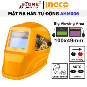 Mặt nạ hàn tự động INGCO AHM006 Mặt nạ hàn có Vùng quan sát 100 × 49mm Lớp quang học: 1/1/1/2 Trạng thái ánh sáng DIN 4 cảm biến vòng cung 2 | Mặt nạ hàn điện tử cao cấp INGCO