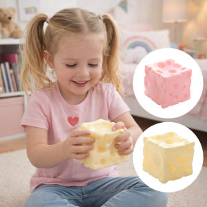 INVADER Non-Bounce Jumbo Cheese Cube Stress Ball Shapeable Anti-Stress ASMR Sensory Stress Toy  Squishy Texture Cheese Squeeze Fidget Toy Birthday Gift