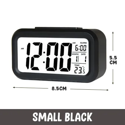 LED Alarm Clock Smart Digital Temperature Snooze LCD Mute Backlight Screen Jam Meja Desk Data Time Calendar Sensor