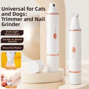 YITAQI Dual-Head Design Electric Dog Hair Trimmer Low Noise Powerful Motor Cat Nail Grinder Multi-Functional USB Charging Dog Paw Trimmer Pet Care