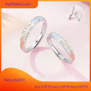 READY STOCK✨ Luminous Rainbow Couple Rings Open Rings For Women Men Adjustable Couple Rings Jewelry Gift