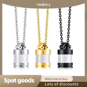 Heabety Fashion Clear Hollow Fillable Tube Necklaces for Women Men Urn Cremation Memorial Jewelry Keepsake Pendants