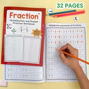 Fraction Workbook Set Fraction Addition Subtraction Multiplication Division Practice Workbook 分数练习册
