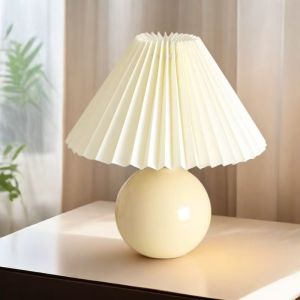Gecree 3 Tone Light Nordic Pleated Pearl Tabletop and Side Table Lampshade Home and Room Decor