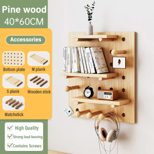 NAIJIA Solid Wood Bookshelf Bookcase Childrens Reading Area Against Wall Storage Rack Landing MultilayerWall Hanging Wall Display Rack实木书架