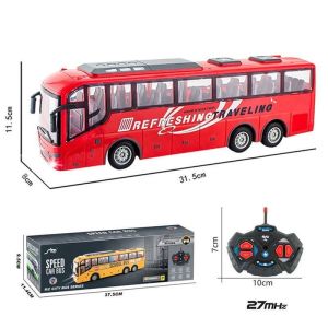 (tặng pin) Xe Buýt Xe Ô Tô Mô Phỏng Điều Khiển Từ Xa Chuyển Phát Nhanh Xe Cứu Hỏa Động Cơ Đồ Chơi Trẻ Em Có Đèn Xe Buýt Mô Hình Cho Bé Trai Đồ Chơi