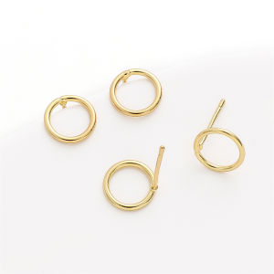 2ชิ้น14K ตุ้มหูเม็ดกลมสำหรับทองเหลืองเคลือบทอง DIY ตุ้มหูเพชรแฟชั่นทำ