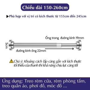 Thanh treo đa năng tùy chỉnh độ dài ngắn không cần khoan bắt vít chất liệu inox 304