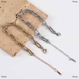 [COD] fhsav Stainless Steel U-Shaped Horseshoe Bracelet Punk Non-Fading Link Chain Adjustable Bracelet For Woman Girl Jewelry Party Gift