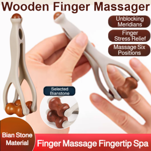 Wooden Finger Massager Roller Acupressure Hand Joint Massager Hand Care Tool Relieve Hand Fatigue Improve Blood Circulation Wellness Gift