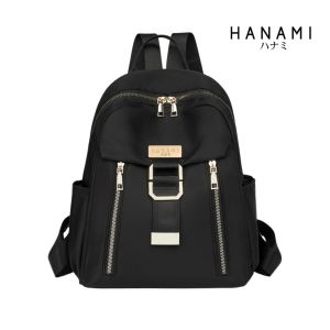HANAMI Tas Ransel Wanita Tacika TA1077B5 Hitam Backpack Sekolah Kantor Anti Air Simple Terbaru