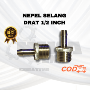 Nepel Selang Kuningan Tebal Nipple Drat 1/2 inch
