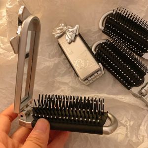 Sanrio Hello Kitty Folding Massage Comb Cartoon Cute Melody Kuromi Cinnamoroll Anime Folding Air Cushion Comb Mirror Gift