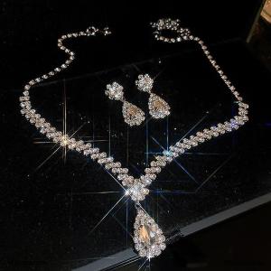 [COD] Millennium 3Pcs Simple Fashion Water Drop Necklace Earrings Sets For Women Wedding Bride Jewelry Sets Accessories Gift