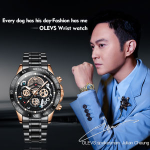 OLEVS korean style fashion skeleton watch for men 2022 luxurious original water proof calendar luminous multifunction automatic stainless steel casual watch for men