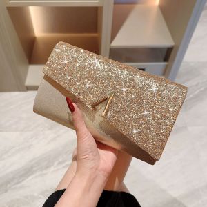 Clutch ví dài nữ cầm tay lấp lánh sang chảnh phù hợp dự tiệc party sinh nhật có kèm dây đeo chéo size 22cm CLV26