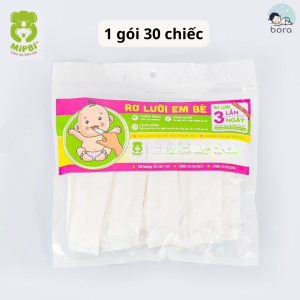 Gạc rơ lưỡi Mipbi túi 30 chiếc an toàn cho bé sơ sinh
