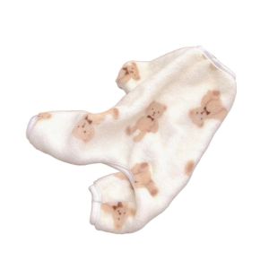 OUTOPEN Bear Print Pet Plush Jumpsuit Cute Flannel Dogs Bear Print Pajamas Pet Supplies Warm Dog Warm Velvet Pajamas Autumn ShihTzu Clothes