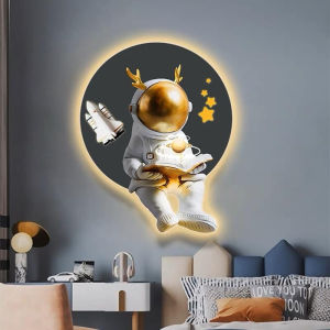 (HÌNH THẬT) Tranh treo tường đèn led phi hành gia đọc sách 1 trang trí decor quà tặng